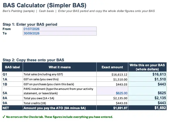 BAS calculation